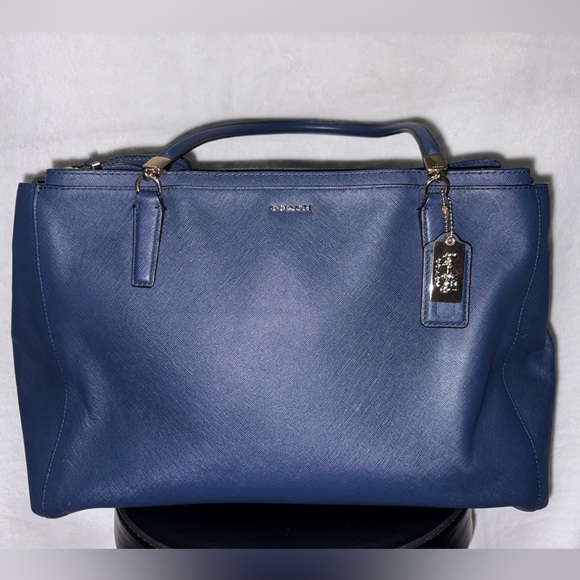 Coach Madison Christie Saffiano Navy Leather Tote Bag - Picture 1 of 9